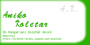 aniko koletar business card
